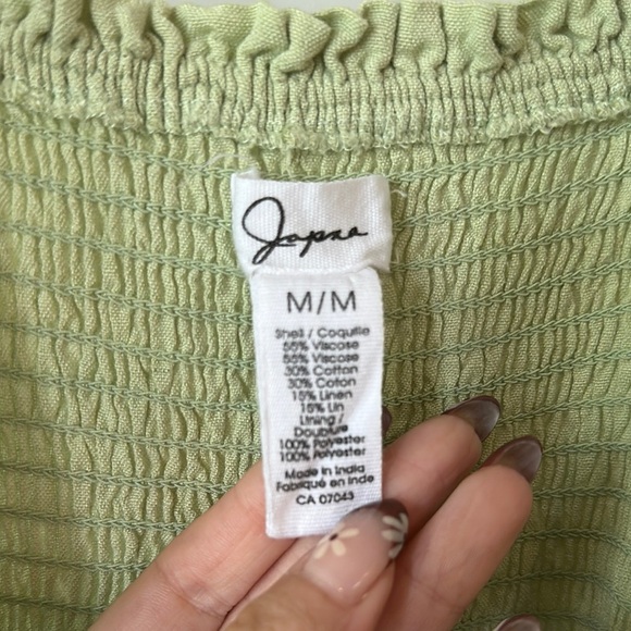 JAPNA | Linen Cottage Core Green Button-Down Maxi Dress - Picture 9 of 11